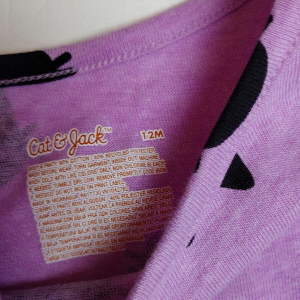 NWT Cat & Jack Purple long sleave Dress with black Cats Bloomers Girls 12 Months - Picture 5 of 5